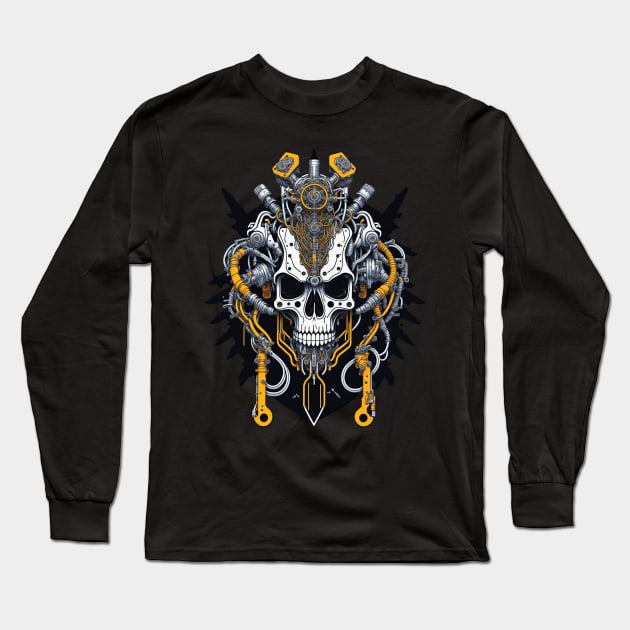 Mecha Skull S01 D92 Long Sleeve T-Shirt by Houerd